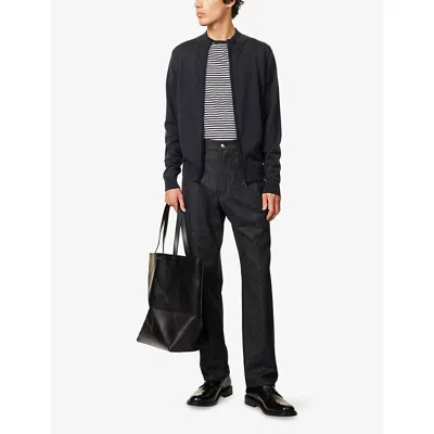 John Smedley Mens Hepburn Smoke Claygate Mock-turtleneck Wool Jacket Xxl