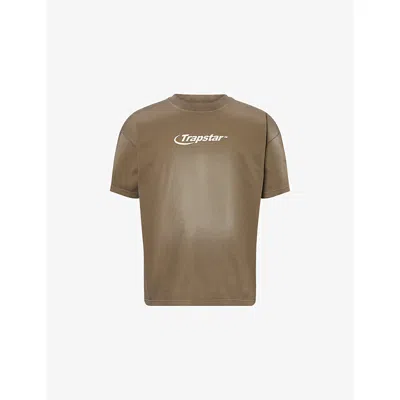 Trapstar Mens Brown Hyperdrive Faded Cotton T-shirt Xs