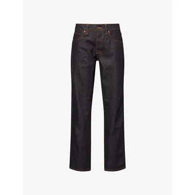 Nudie Jeans Gritty Jackson Organic-cotton Straight-leg Jeans In Navy