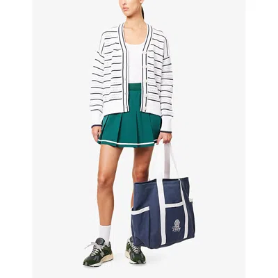 Varley Antonia Relaxed Cardigan In White Blue Nights