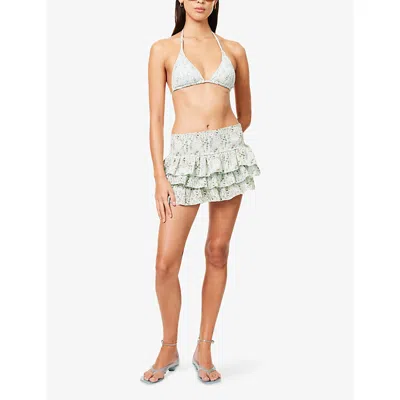 Gracejacob Womens Multi Dahlia Ruffled Woven Mini Skirt Xs