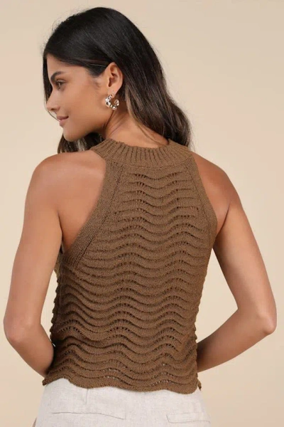Lulus Calee Brown Pierced Knit Sleeveless Sweater Top
