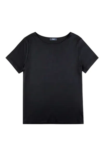 Fay Basic Short Sleeve Round Neck T-shirt In Black