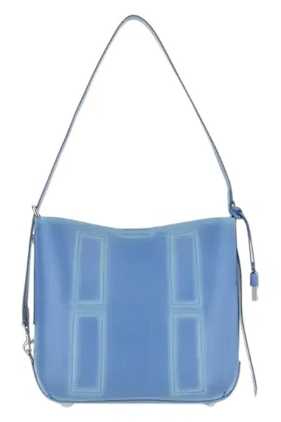 Hogan Cognac Blue Calf Leather Shoulder Bag