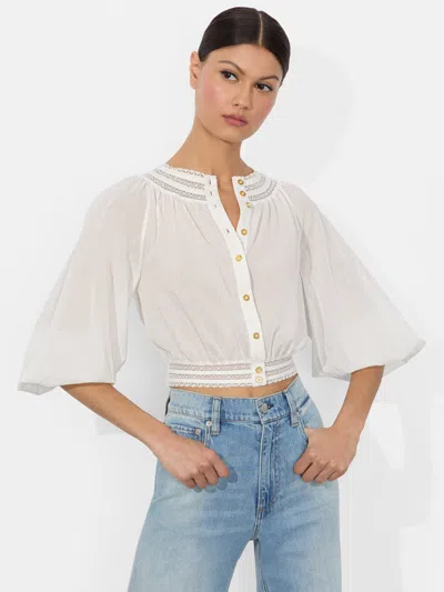 Alice And Olivia Cherelle Blouse In Off White