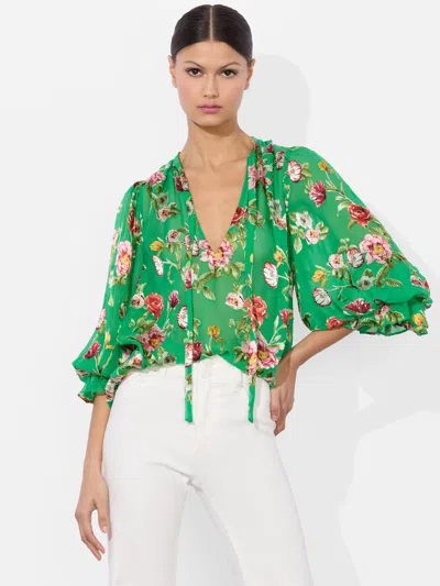 Alice And Olivia Moranne Silk-blend Top