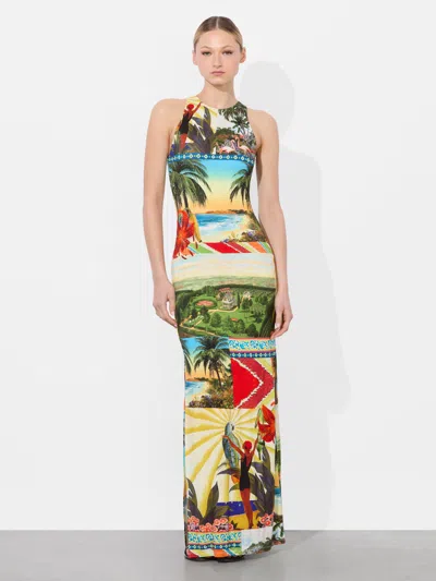 Alice And Olivia Pania Racer Neck Maxi Dress Island Dreams In Multi