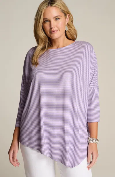 Jjill J.jill Wearever Slub-knit Asymmetric Dipped-hem Top