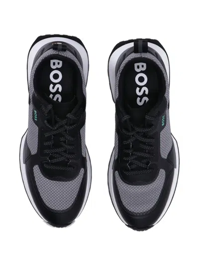 Hugo Boss Mesh-panel Sneakers In Black