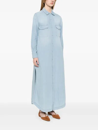 Lorena Antoniazzi Light Blue Denim Maxi Dress In Blue