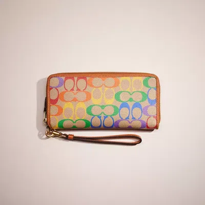Coach Restored Continental Wallet In Rainbow Signature Canvas