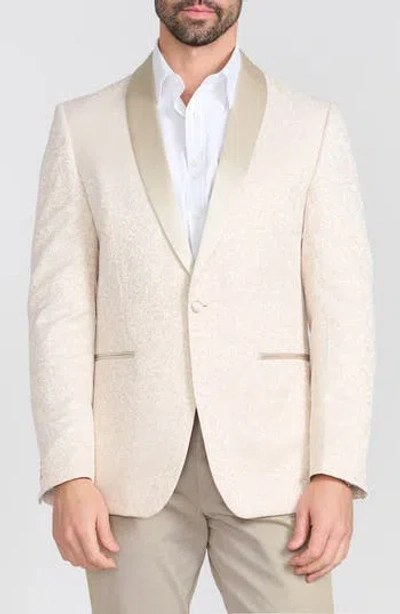 Savile Row Co Dalston Cream Tonal Jacquard & Satin Dinner Jacket