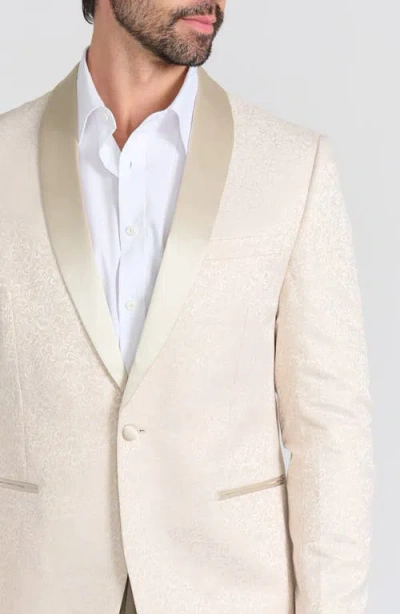Savile Row Co Dalston Cream Tonal Jacquard & Satin Dinner Jacket