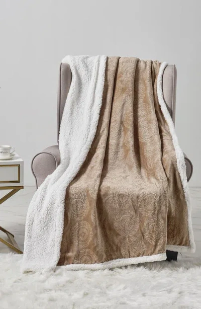Luxury Home Embossed Caesar Faux Shearling Throw Blanket