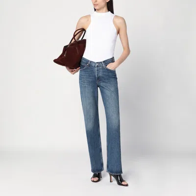 Agolde Blue Jeans With A Faded Effect In Blended Regenerated Denim