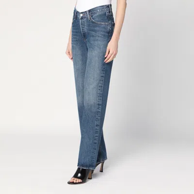 Agolde Blue Jeans With A Faded Effect In Blended Regenerated Denim