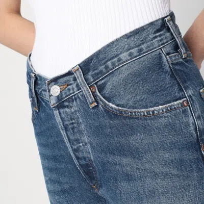 Agolde Blue Jeans With A Faded Effect In Blended Regenerated Denim