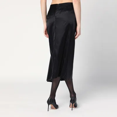 Balenciaga Asymmetric Frayed Gathered Draped Satin Midi Skirt