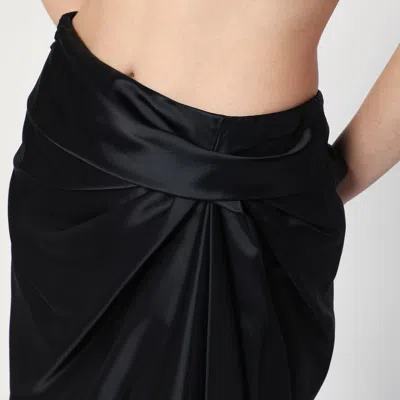 Balenciaga Asymmetric Frayed Gathered Draped Satin Midi Skirt