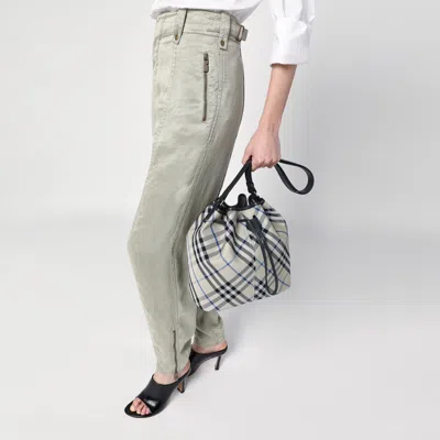 Burberry Women's Medium Bucket Bag With Lichen-colour Check Pattern