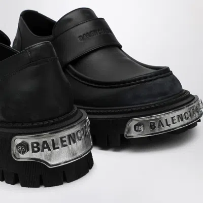 Balenciaga Black Leather Tractor Loafers Men