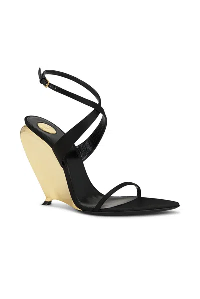 Saint Laurent Women Tallulah 110 Satin Sandals With Sculptural Wedge Heel In Multi
