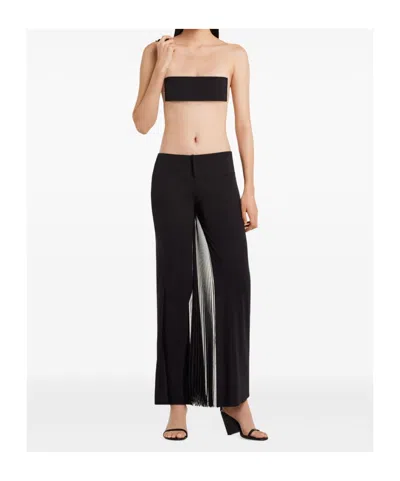 Courrèges Tailored Black Trousers With Unique Fringe Detail In Black