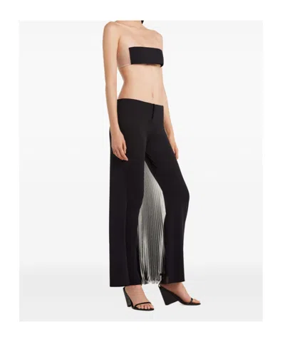 Courrèges Tailored Black Trousers With Unique Fringe Detail In Black