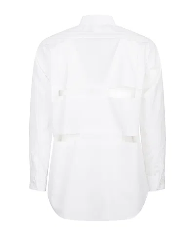 Comme Des Garçons Cotton Shirt Cut-out Long Sleeves In White
