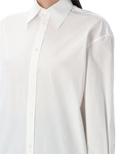 Saint Laurent White Classic Cotton Shirt In Animal Print