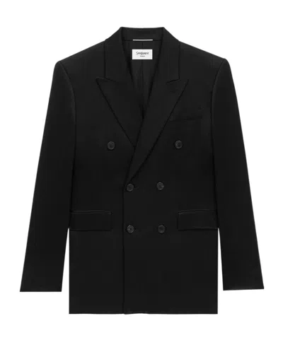Saint Laurent Double-breasted Blazer In Black