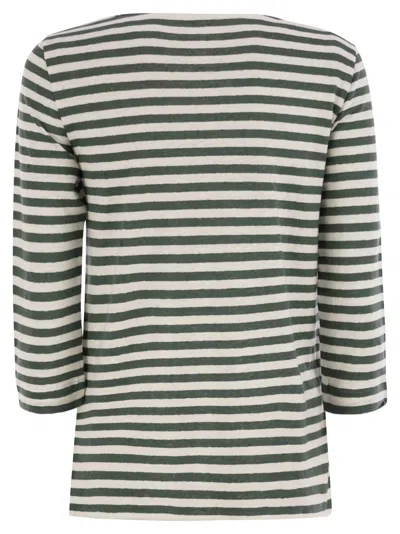 Majestic Filatures Striped Linen Boat Neck T-shirt