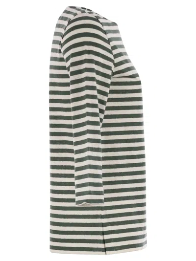 Majestic Filatures Striped Linen Boat Neck T-shirt