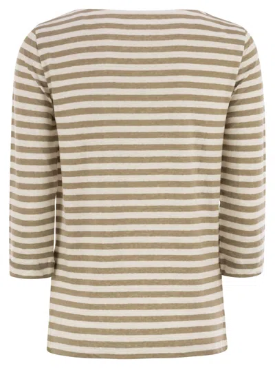 Majestic Filatures Striped Linen Boat Neck T-shirt