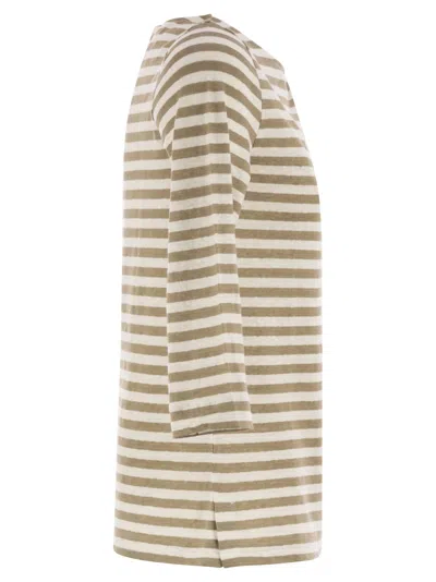 Majestic Filatures Striped Linen Boat Neck T-shirt