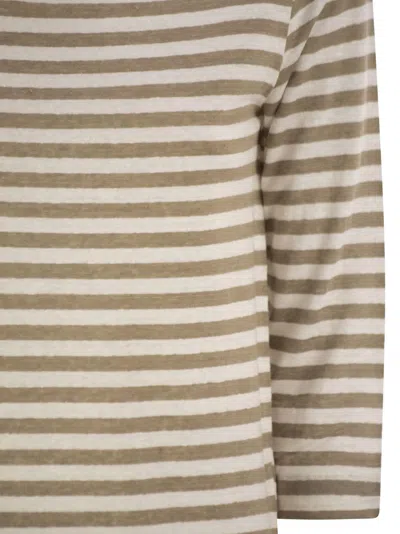 Majestic Filatures Striped Linen Boat Neck T-shirt