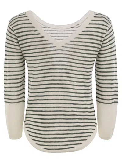 Majestic Filatures Striped Linen Boat Neck T-shirt