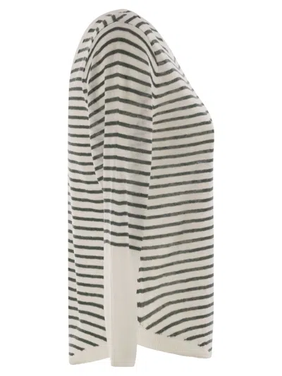 Majestic Filatures Striped Linen Boat Neck T-shirt