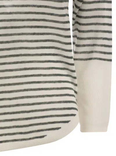 Majestic Filatures Striped Linen Boat Neck T-shirt