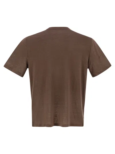 Majestic Crew-neck And Short-sleeved T-shirt In Linen