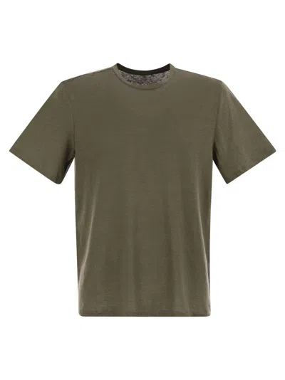 Majestic Crew-neck And Short-sleeved T-shirt In Linen