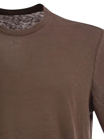 Majestic Crew-neck And Short-sleeved T-shirt In Linen