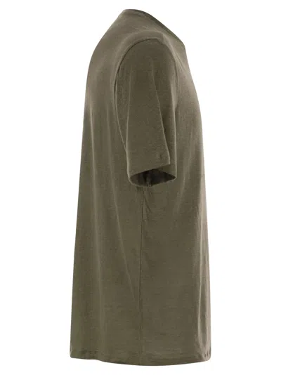Majestic Crew-neck And Short-sleeved T-shirt In Linen