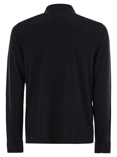 Majestic Long Sleeved Lyocell And Cotton Shirt In Black