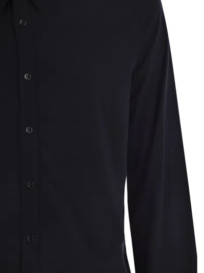 Majestic Long Sleeved Lyocell And Cotton Shirt In Black