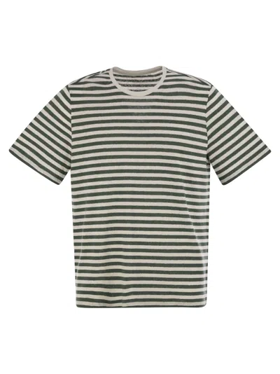 Majestic Striped Linen Crew-neck T-shirt