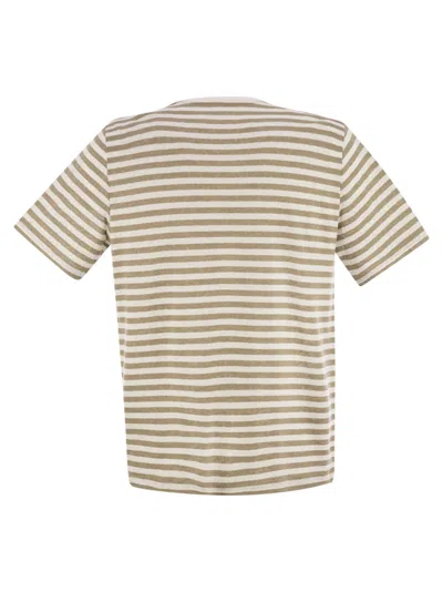 Majestic Filatures Striped Linen Crew-neck T-shirt