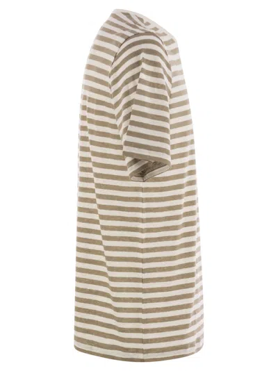 Majestic Filatures Striped Linen Crew-neck T-shirt