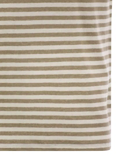 Majestic Filatures Striped Linen Crew-neck T-shirt