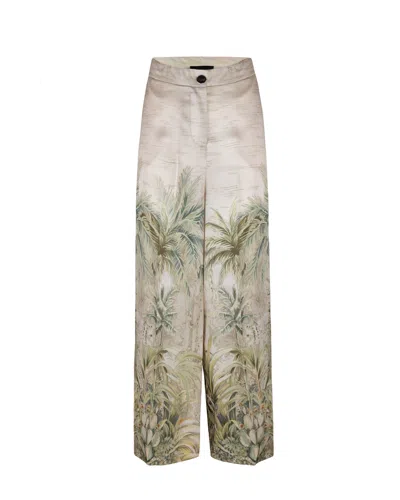 Liu •jo Flared Wide Leg Trousers With Tropical Print